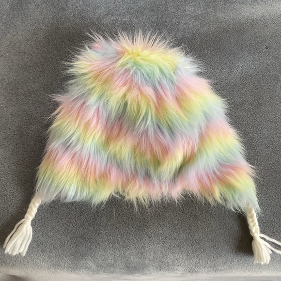 Adorable Unicorn Pastel Rainbow Fuzzy Hat by TARGET - Picture 2 of 6